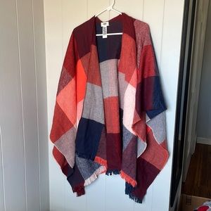 Plaid poncho
